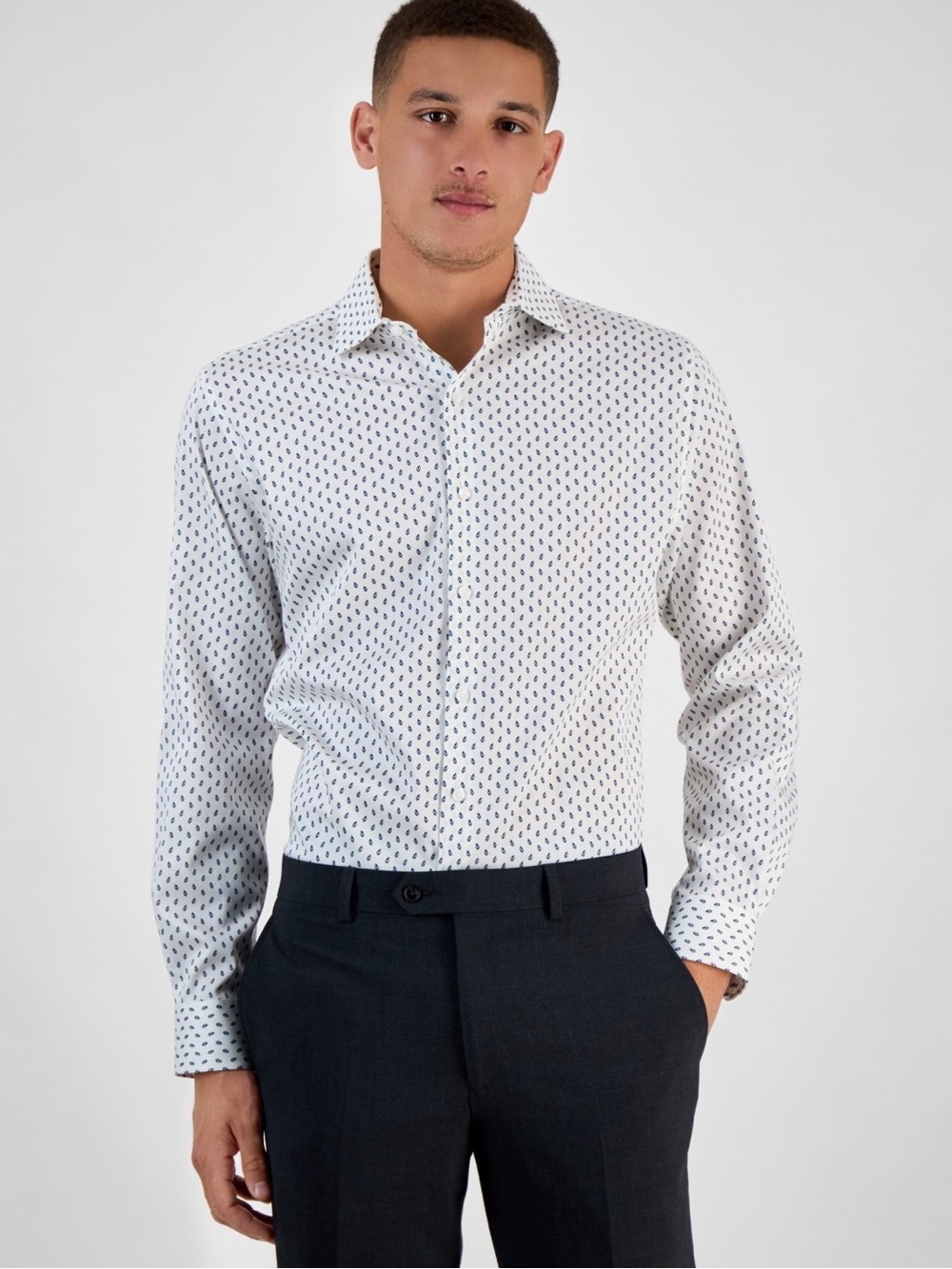 Bar Iii Men's Bree Slim-Fit Stretch Leaf-Print Dress Shirt NWT